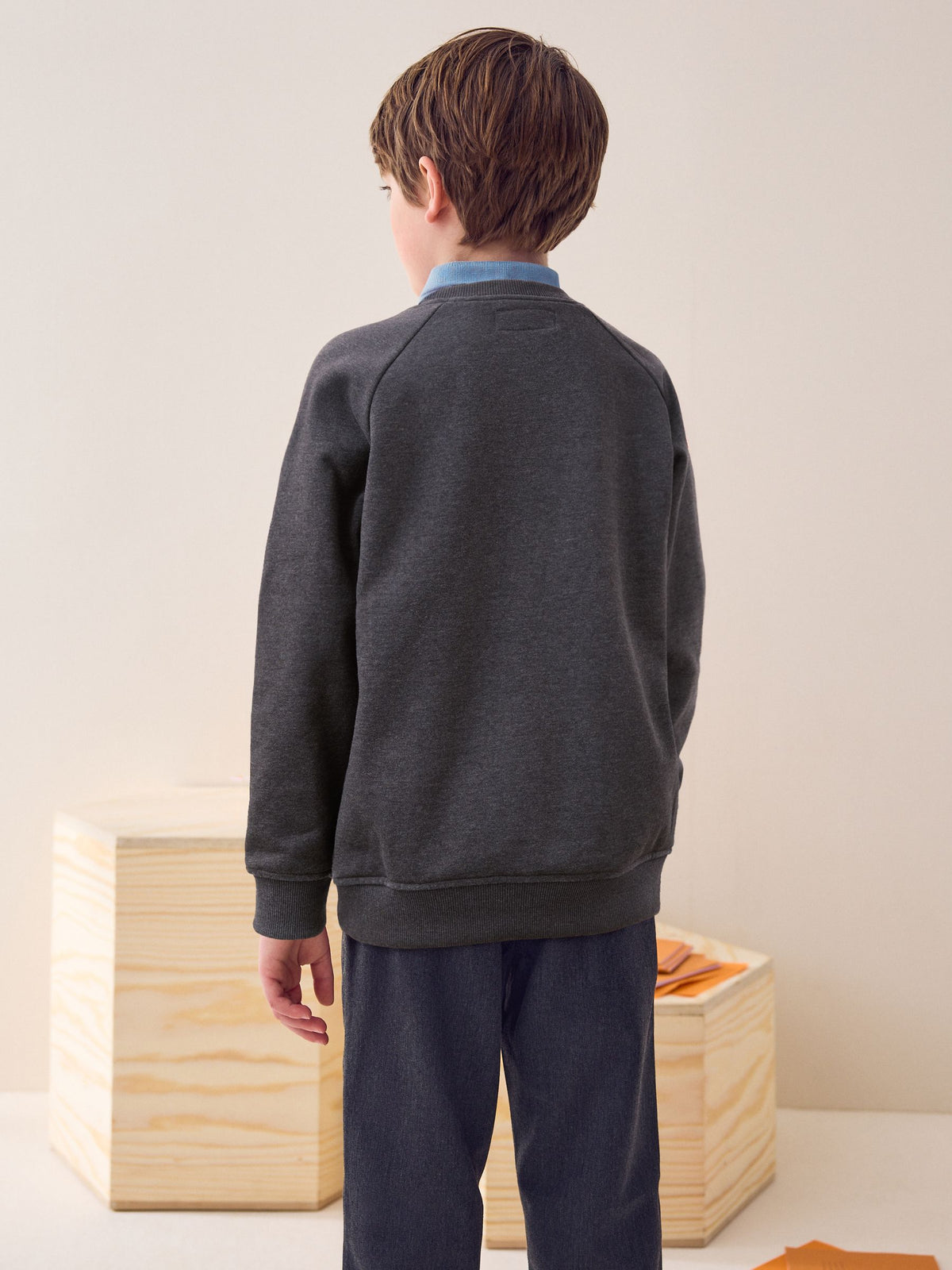 Charcoal Crew Neck School Sweater (3-17yrs)