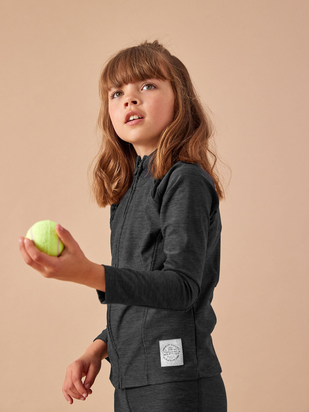 Black Marl Sports Zip Through Jacket (3-16yrs)
