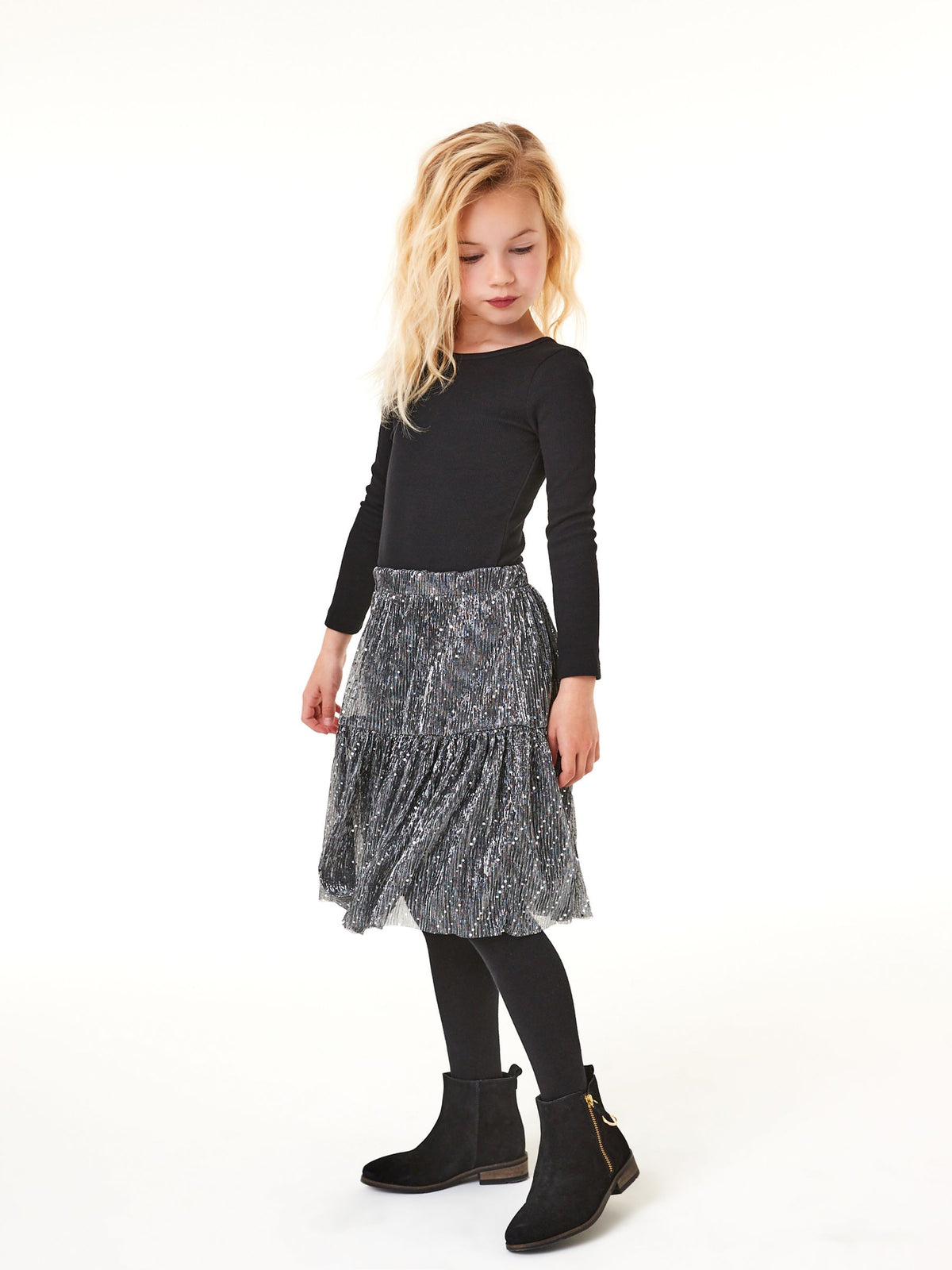 Black Long Sleeve Ribbed Top (3-16yrs)