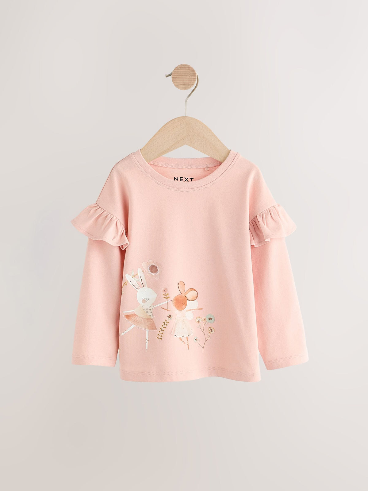 Pink Long Sleeve Frill Tops 4 Pack (3mths-7yrs)