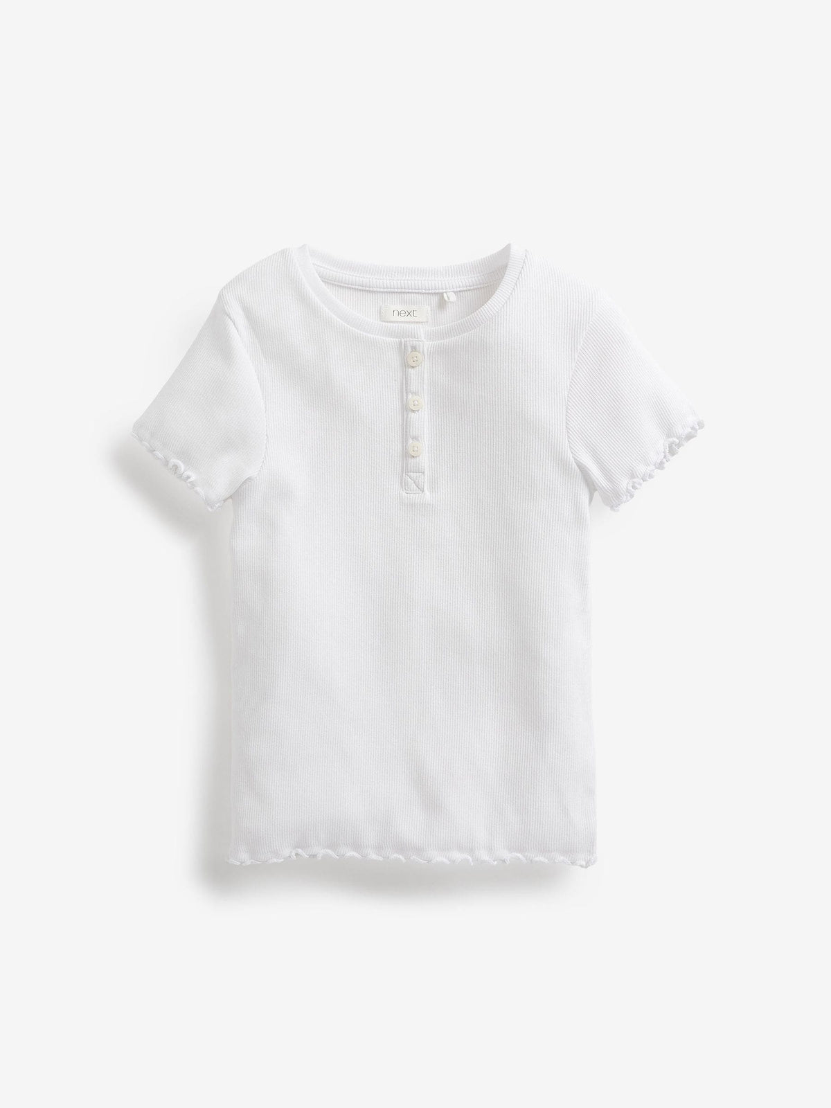 White Ribbed Placket T-Shirt (3-16yrs)