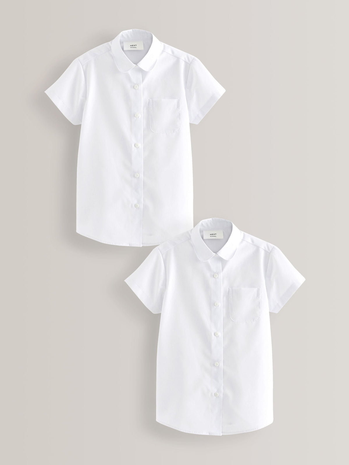 White 2 Pack Short Sleeve Curved Collar School Shirt (3-16yrs)