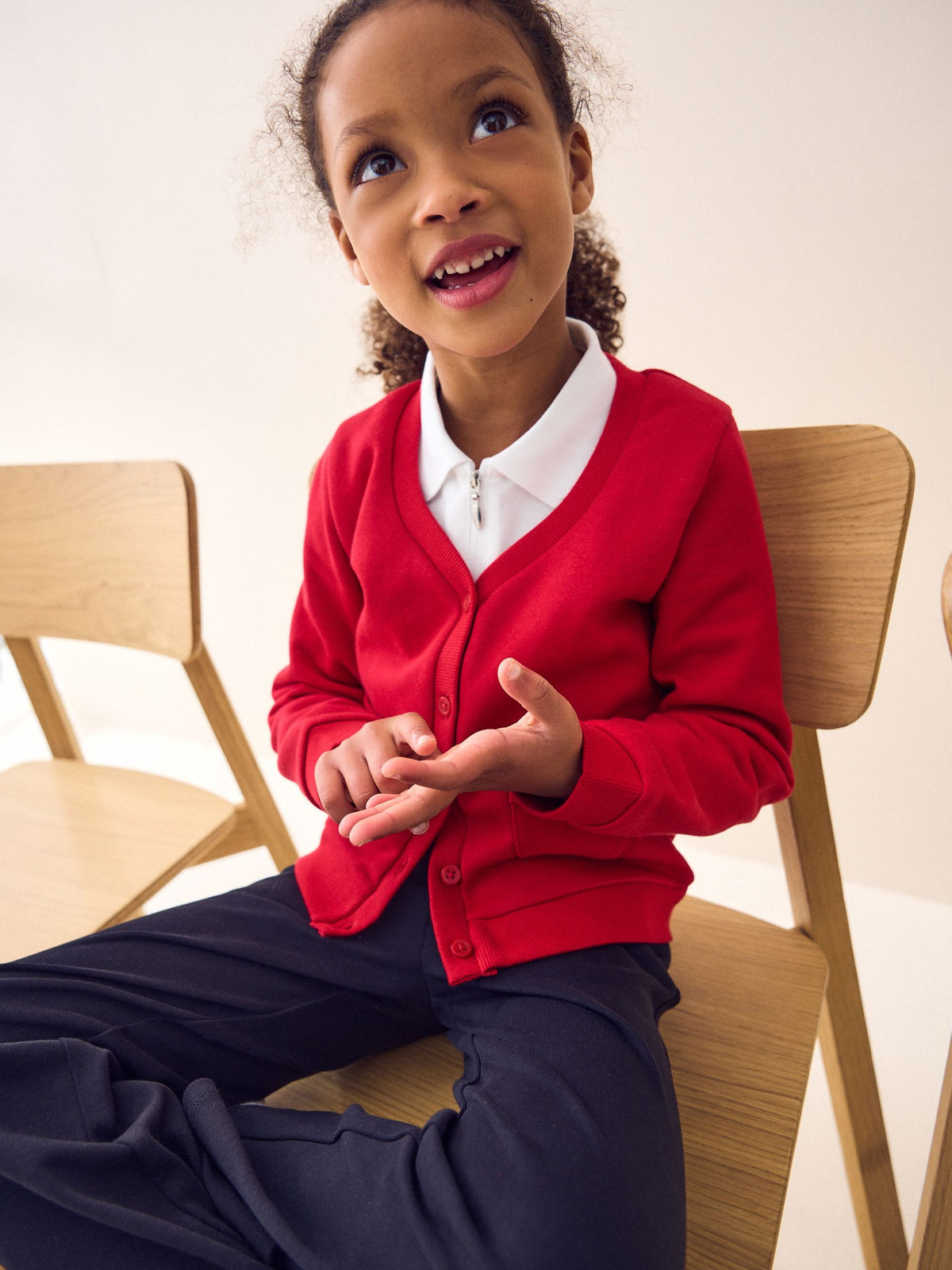 Red Cotton Rich Frill Pocket Jersey School Cardigan (3-16yrs)