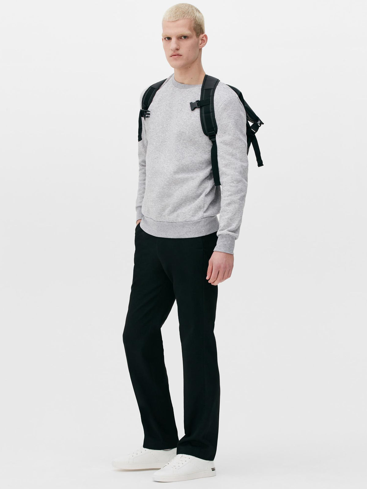 Straight Leg Twill Trousers - Black