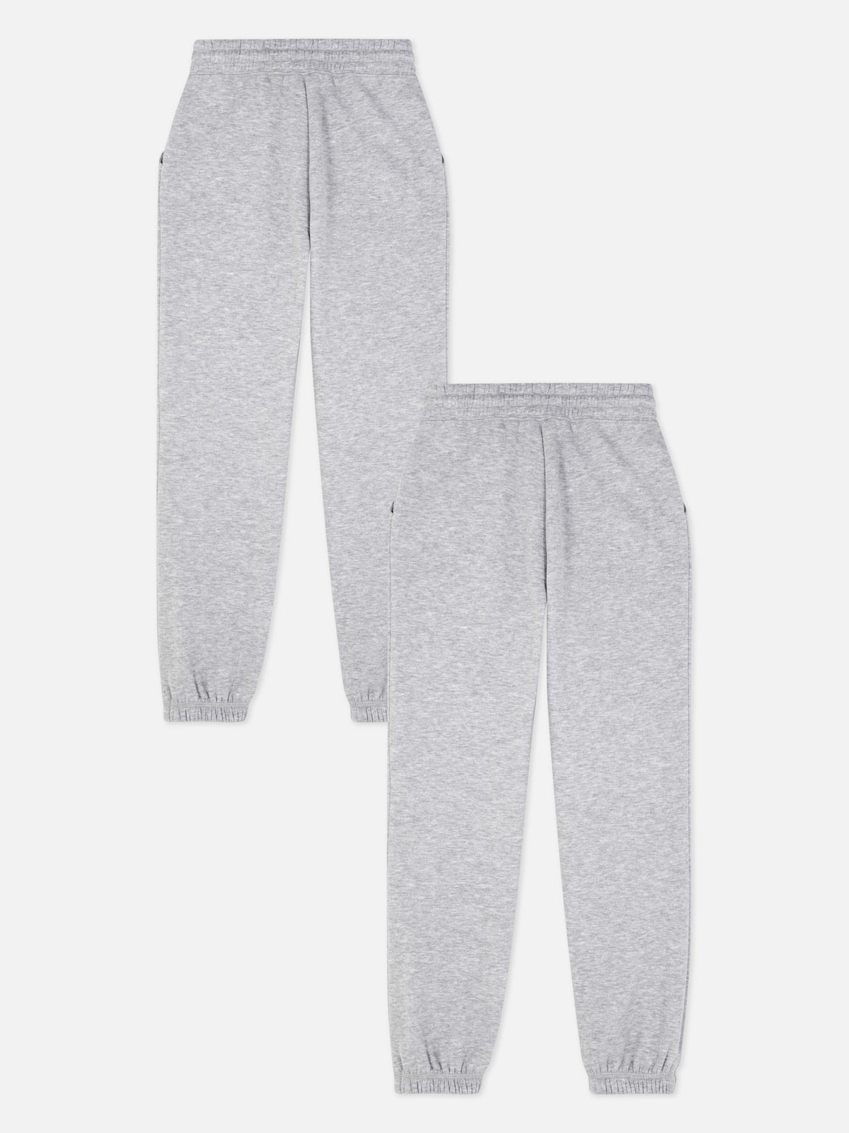 7-14yrs | 2pk Cuffed Joggers - Grey Marl