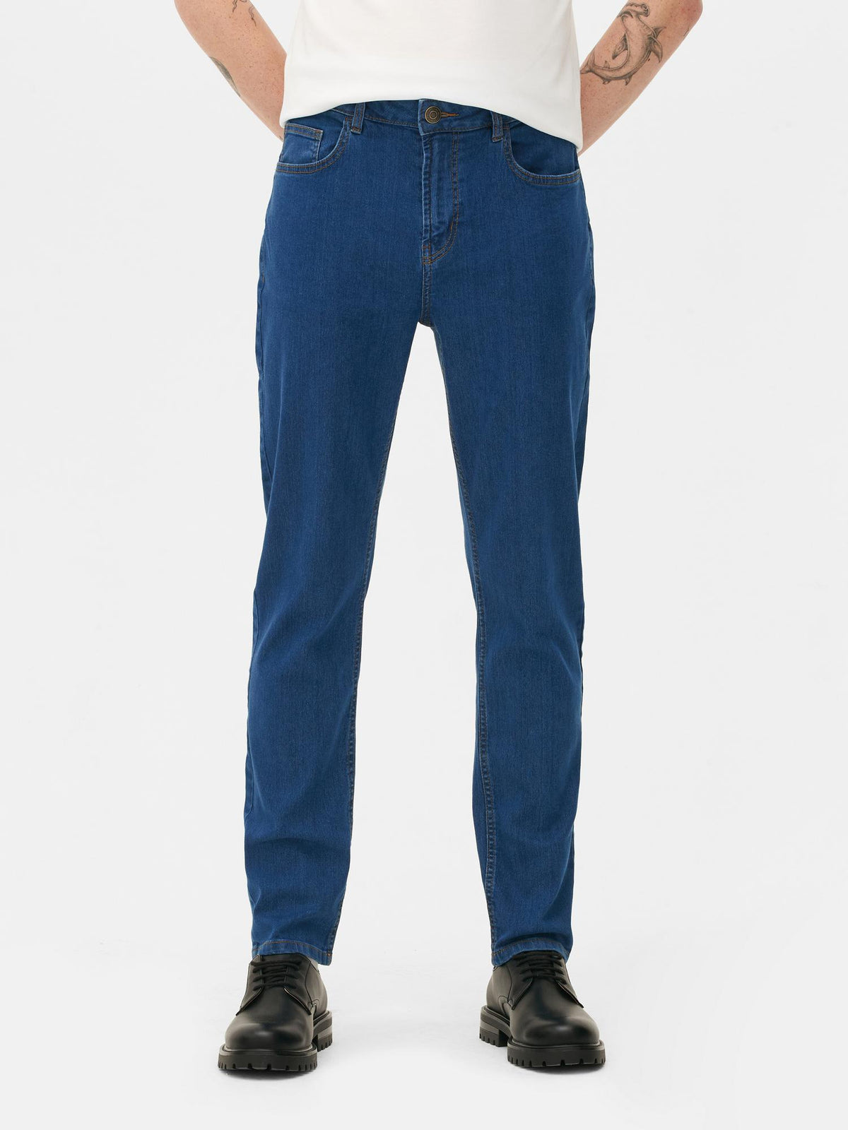 Mid-Rise Slim Fit Jeans - Mid Blue