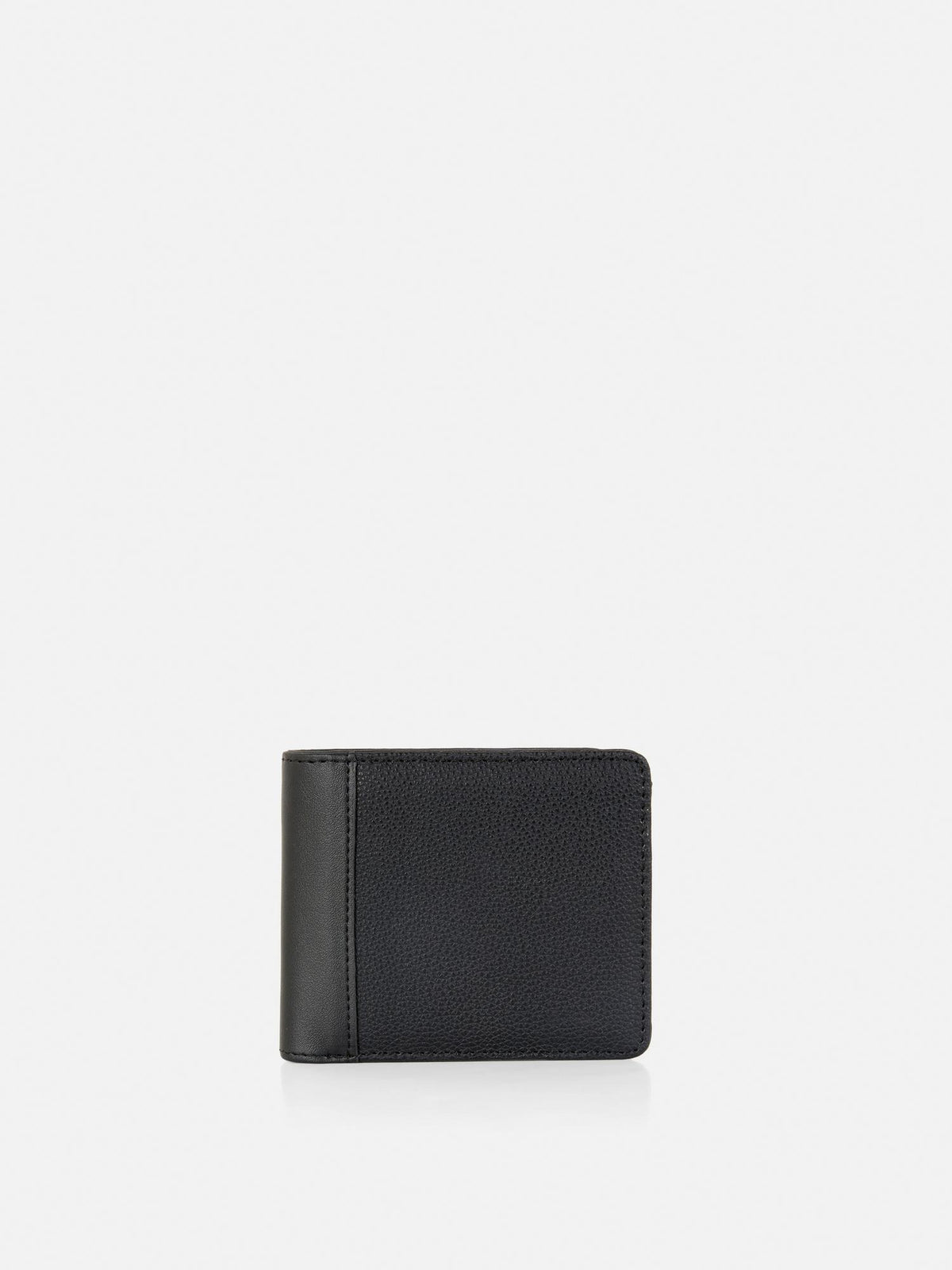 Faux Leather Bifold Wallet - Black
