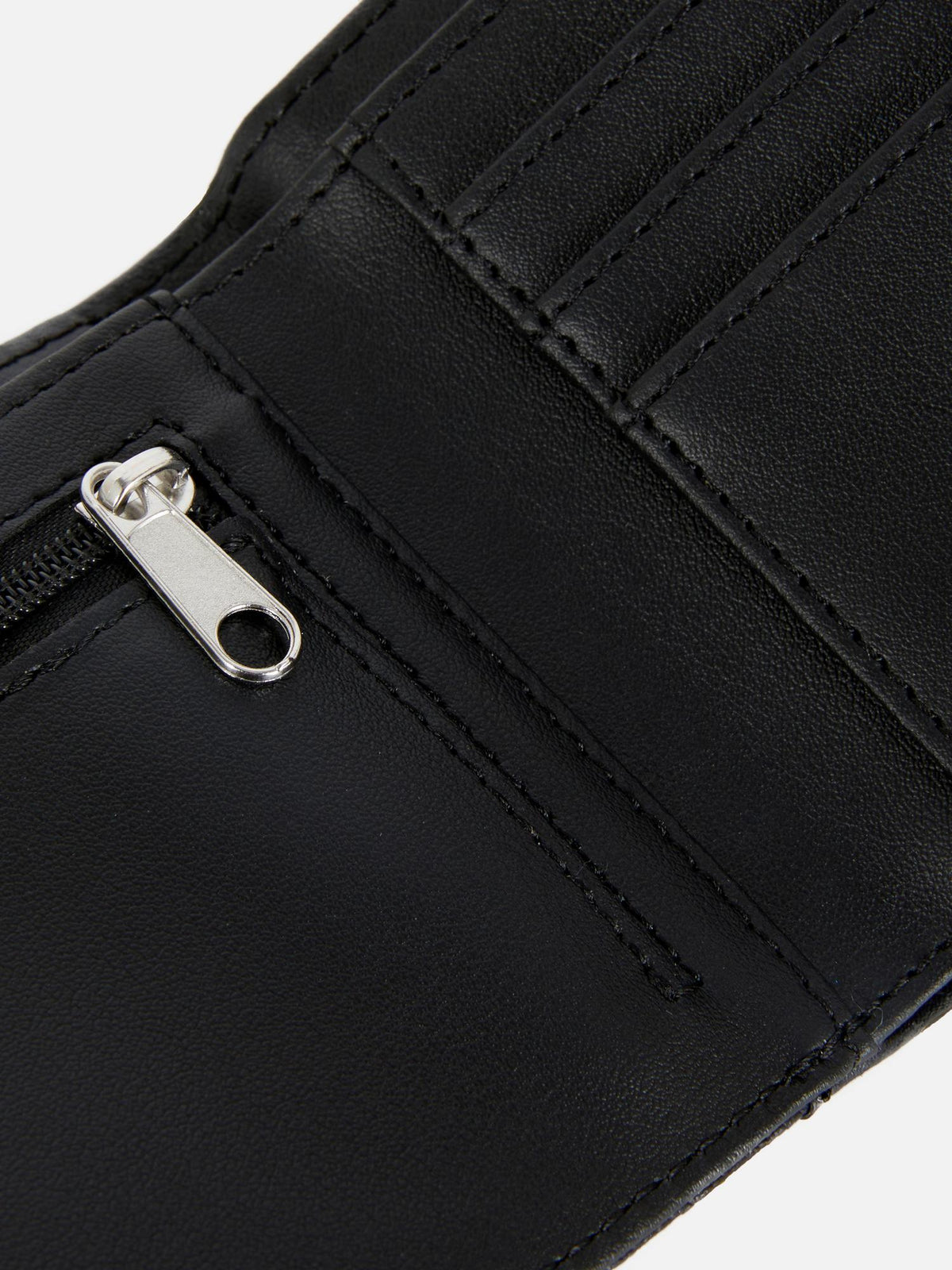 Faux Leather Bifold Wallet - Black