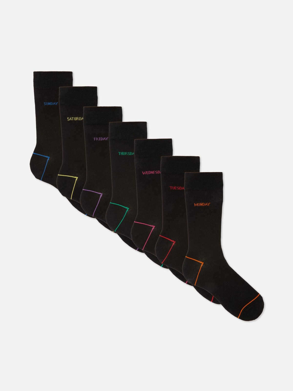 7pk Day of The Week Socks - Black