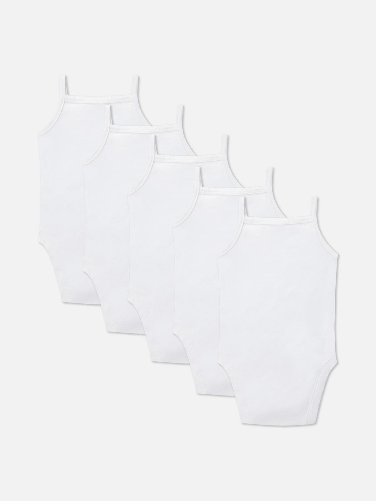 5pk Newborn Strappy Bodysuits - White