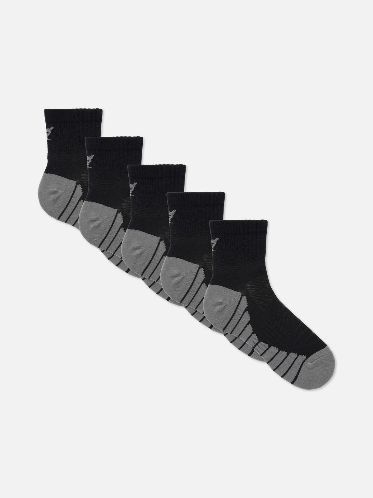 5pk Sport Quarter Crew Socks - Black