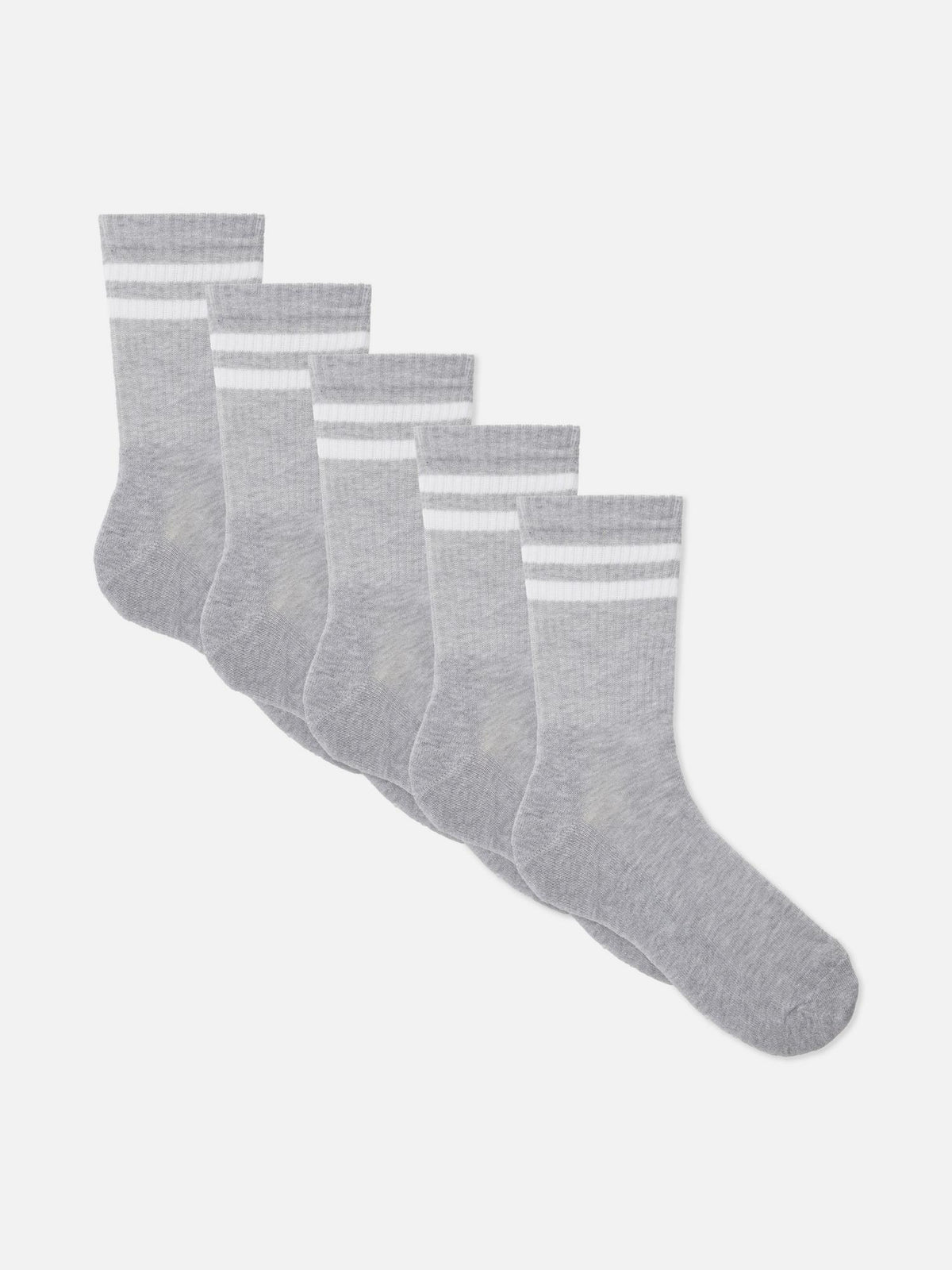 5pk Striped Sports Socks - Grey