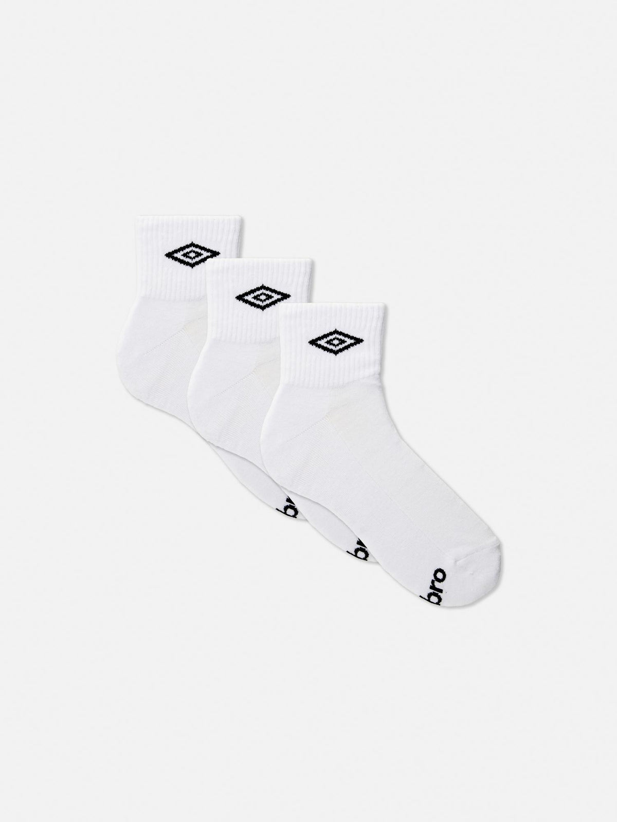 3pk Umbro Quarter Crew Socks - White
