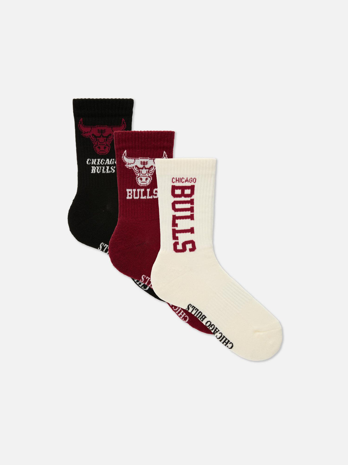 3pk NBA Chicago Bulls Crew Socks - Red