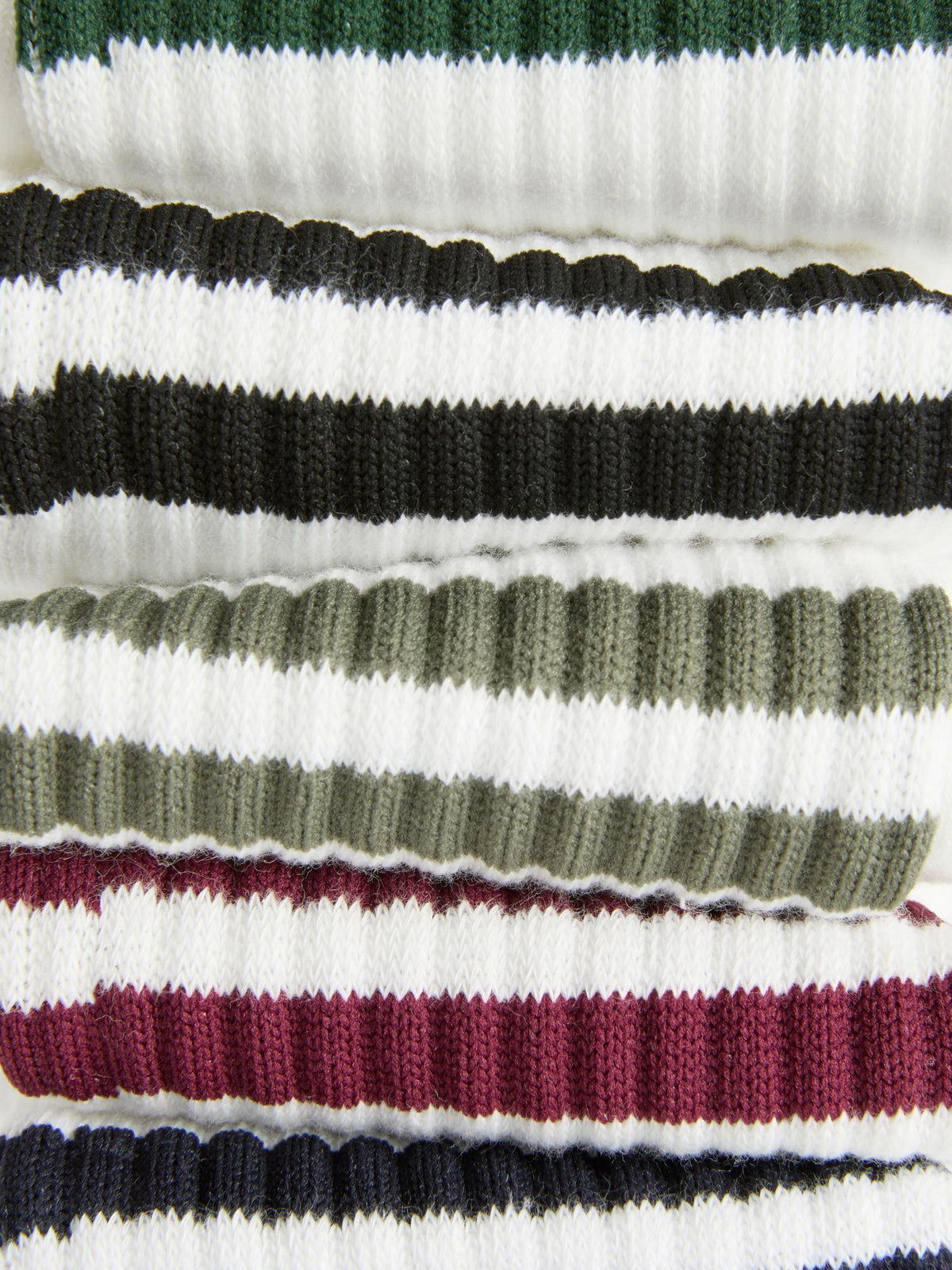 5pk Striped Ribbed sports Socks - Ecru