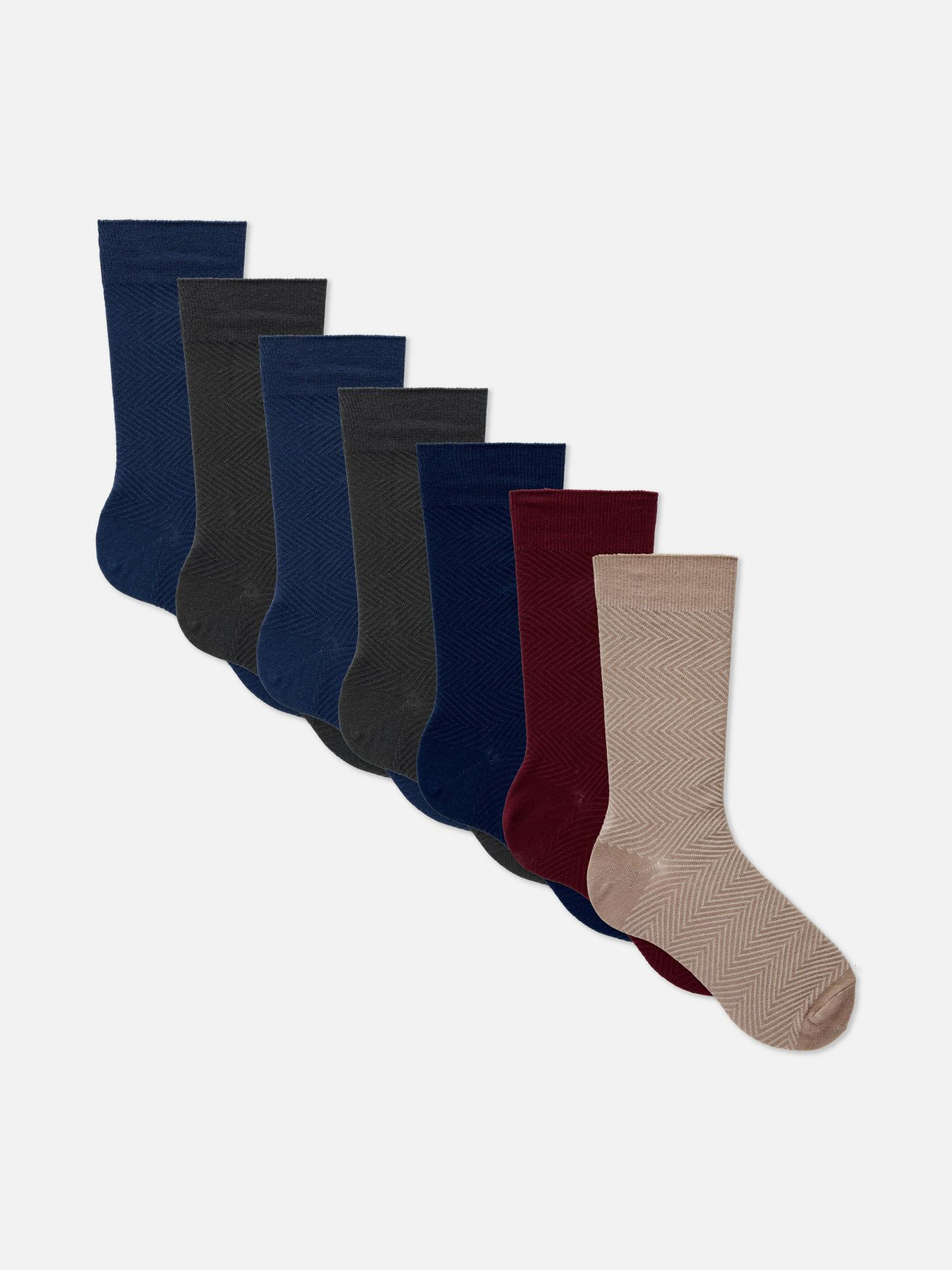 7pk Textured Crew Socks - Grey
