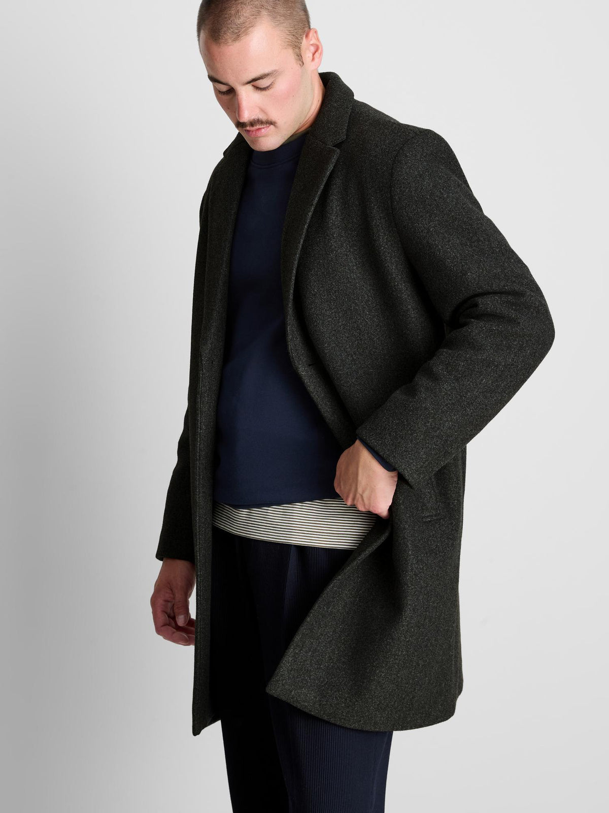 Oversized Mid-Length Overcoat - Charcoal