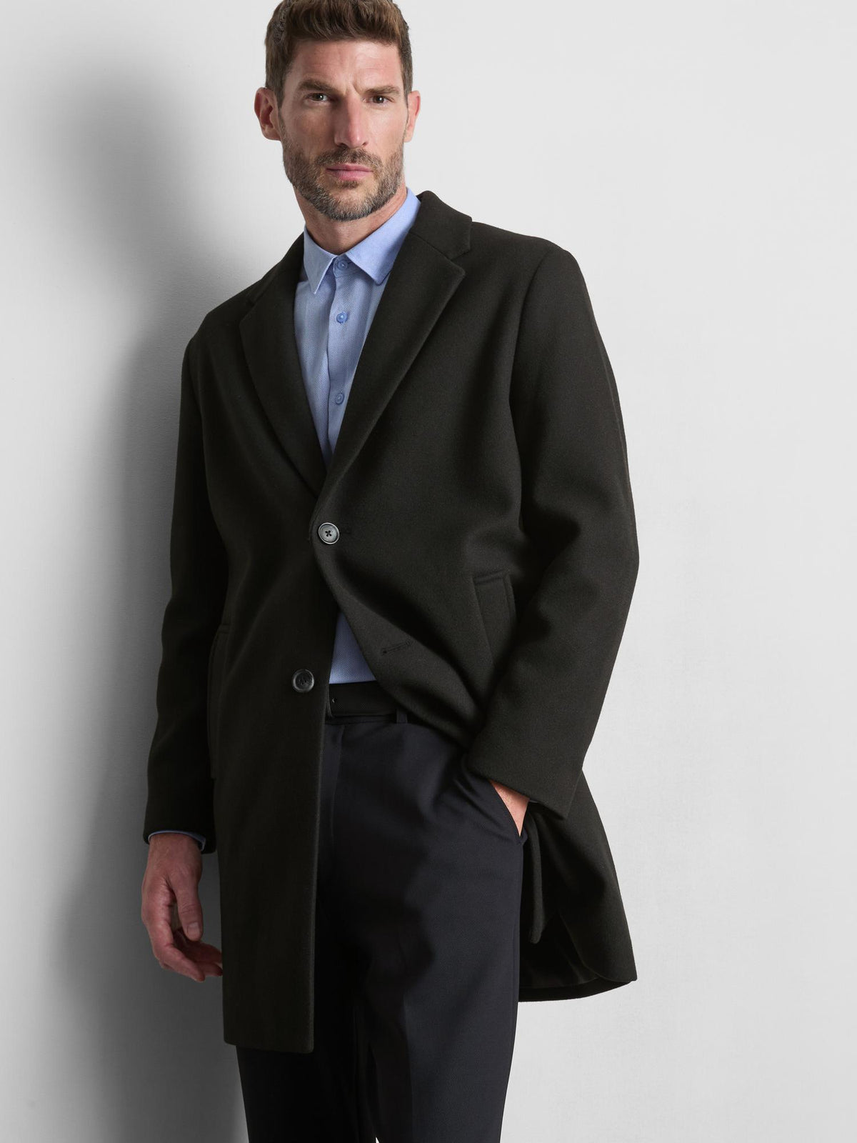 Oversized Mid-Length Overcoat - Black