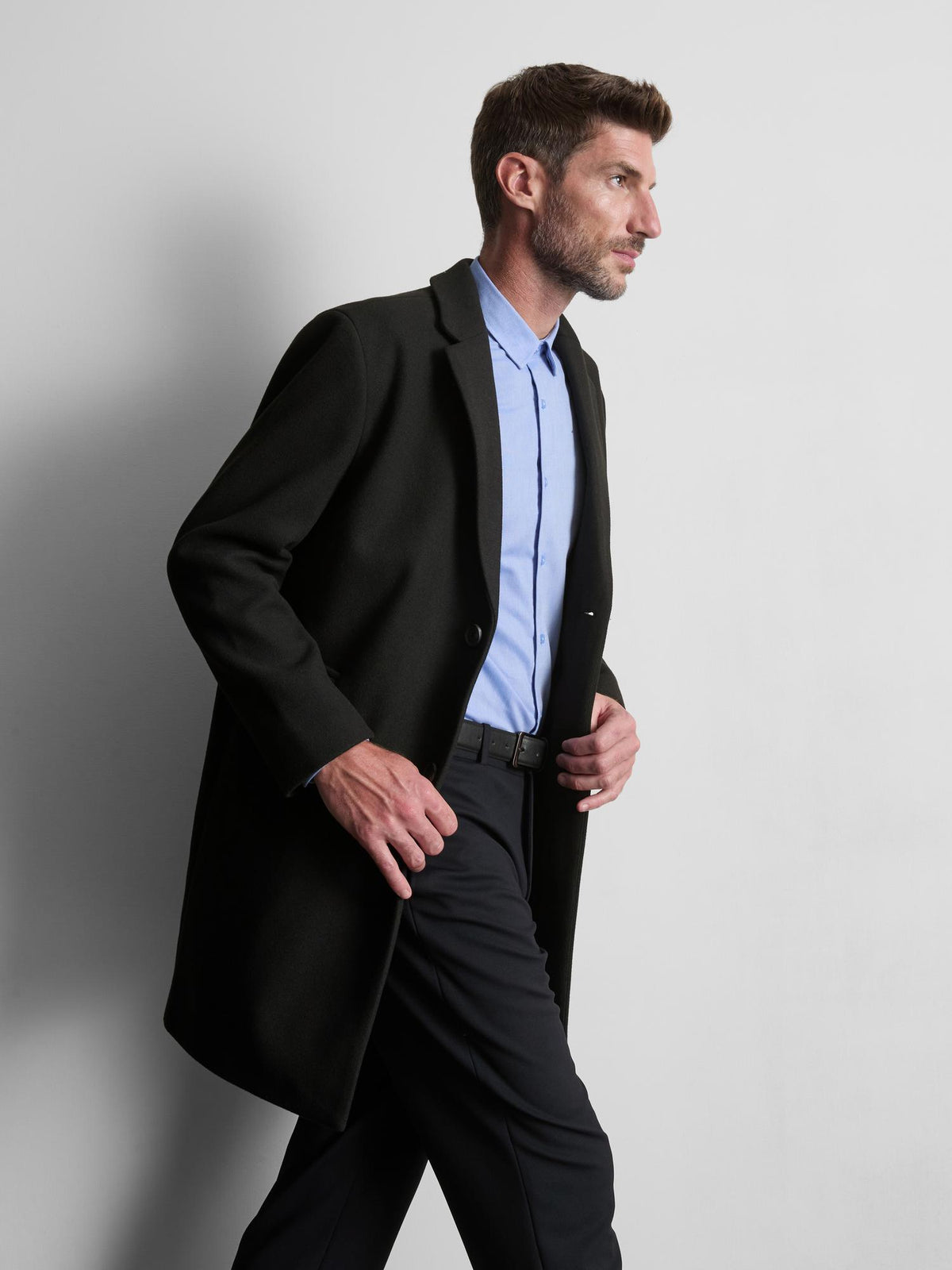 Oversized Mid-Length Overcoat - Black