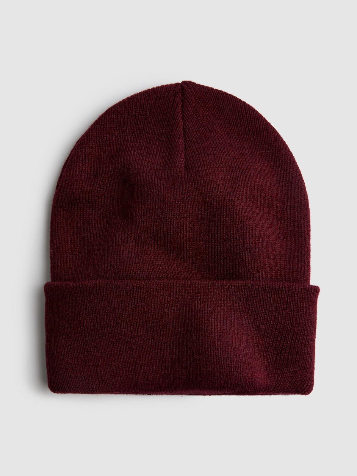Deep Cuff Beanie Hat - Burgundy
