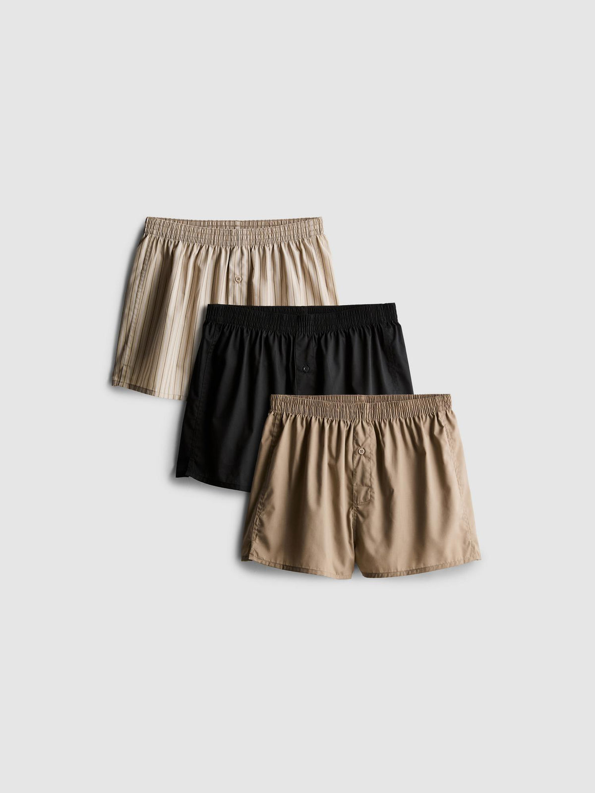 3pk Woven Stripe Boxers - Stone