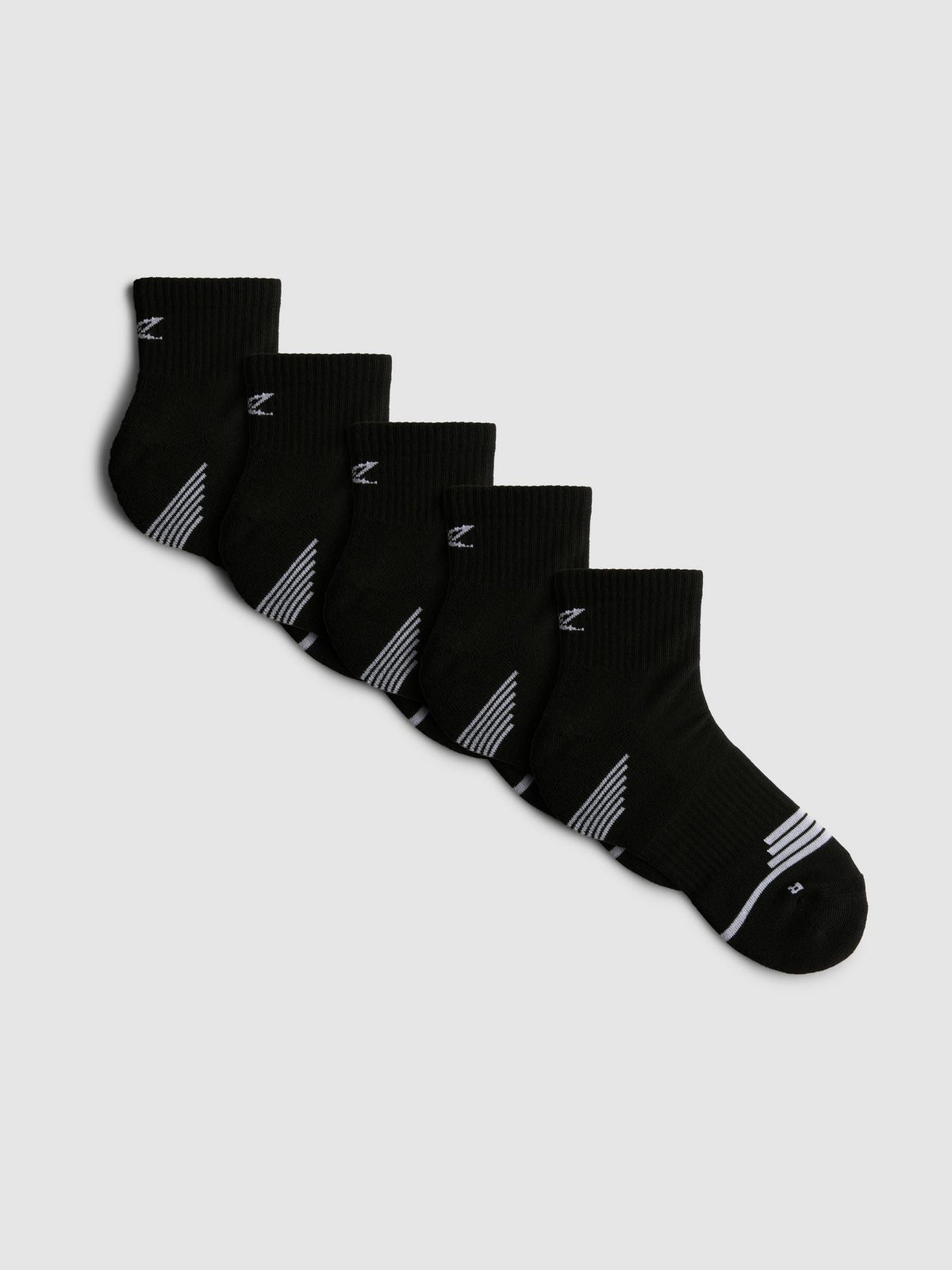 5pk Active Quarter Crew Socks - Black