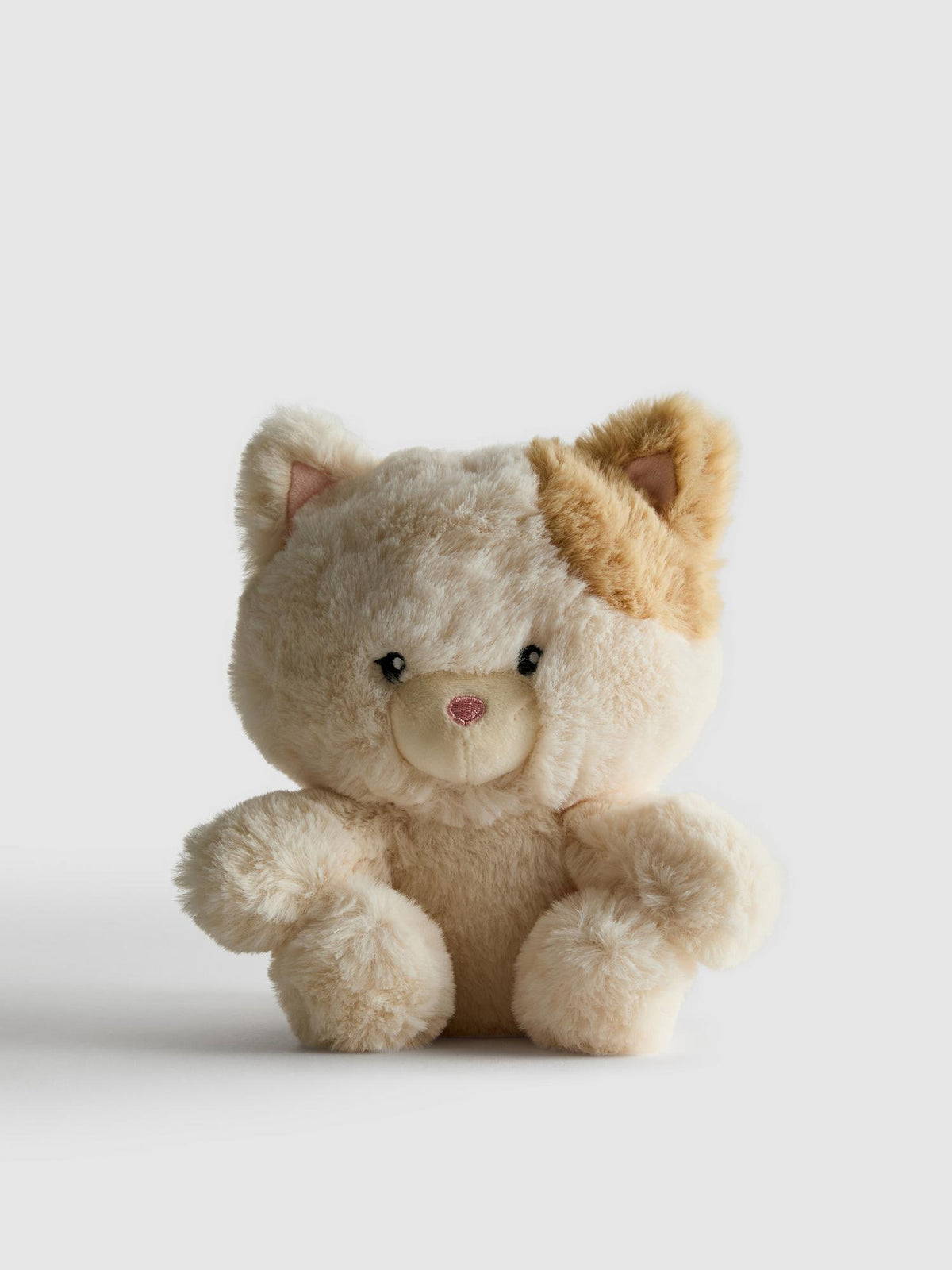 Small Tabby Cat Plush Toy - White/Taupe