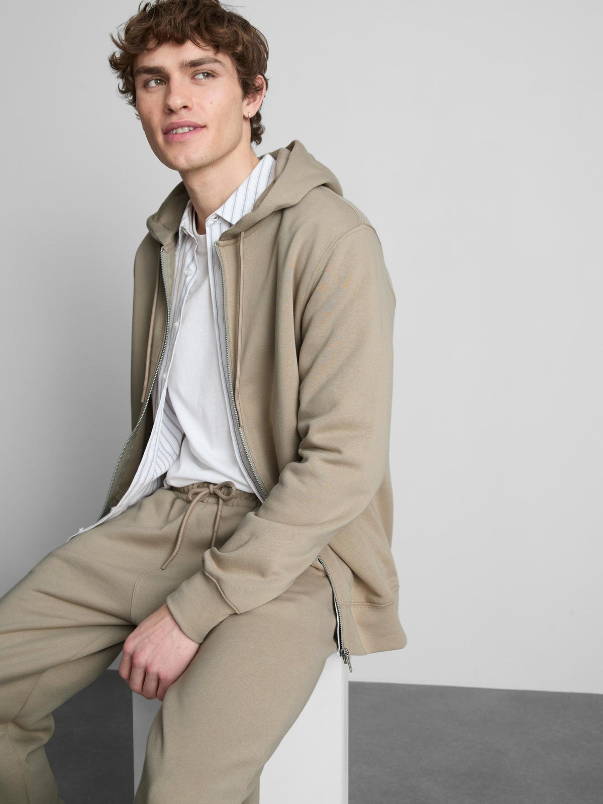 Essential Zip-Up Hoodie - Stone