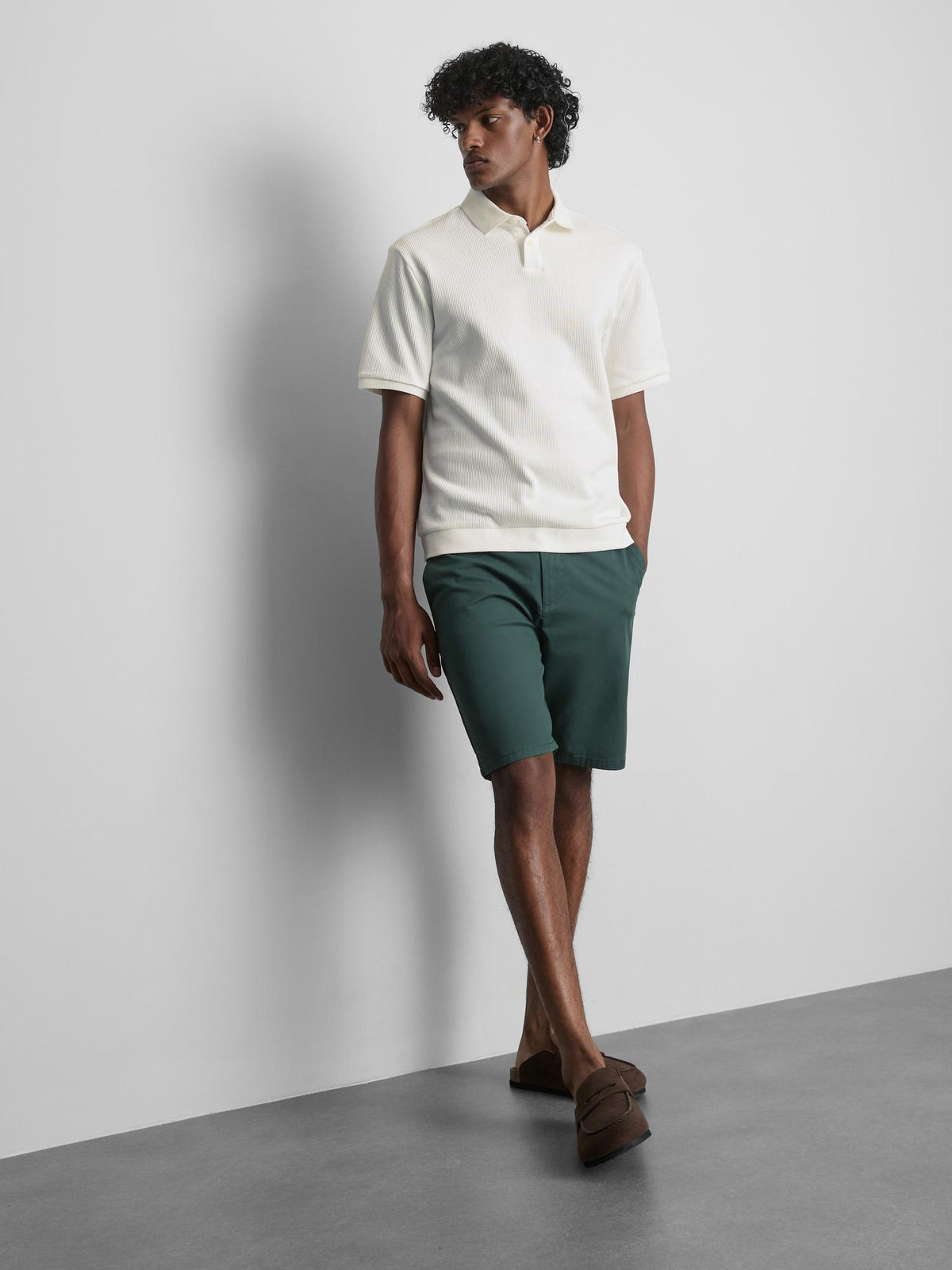 The Edit Ribbed Polo Shirt - Ecru