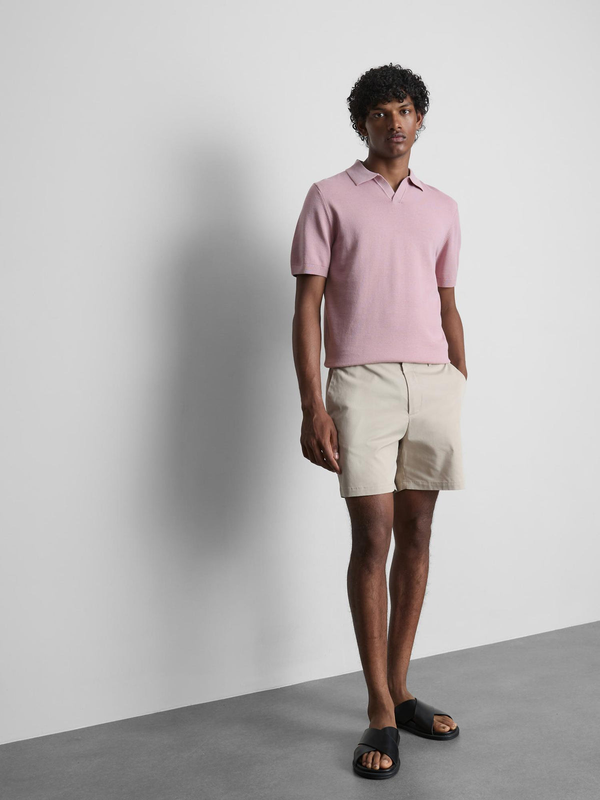 The Edit Knitted Polo Shirt - Light Pink