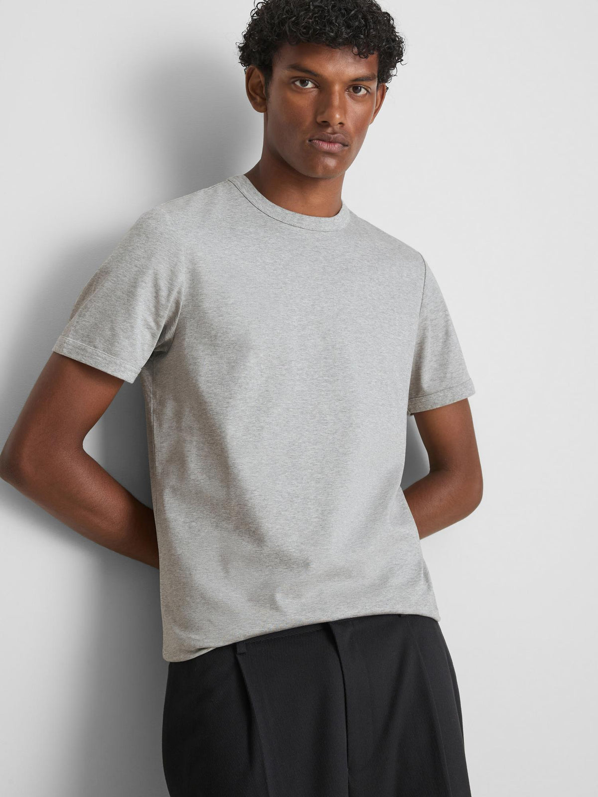 The Edit Slim Fit Cotton T-Shirt - Grey Marl