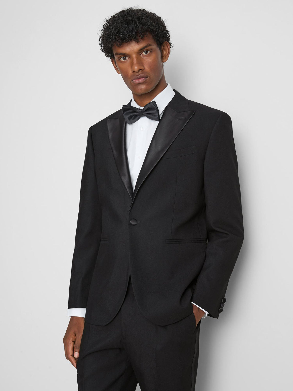 Regular Fit Tuxedo Jacket - Black