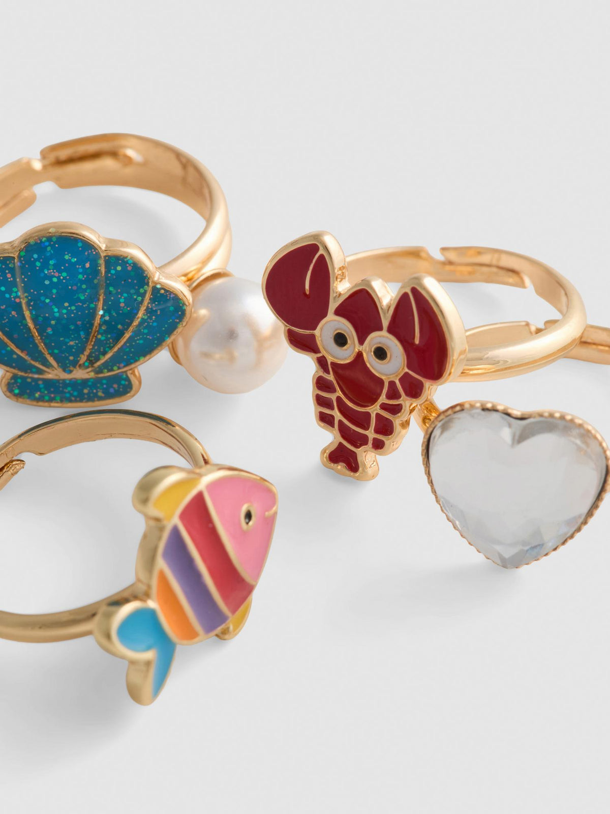 5pk Sea Charm Rings - Multi
