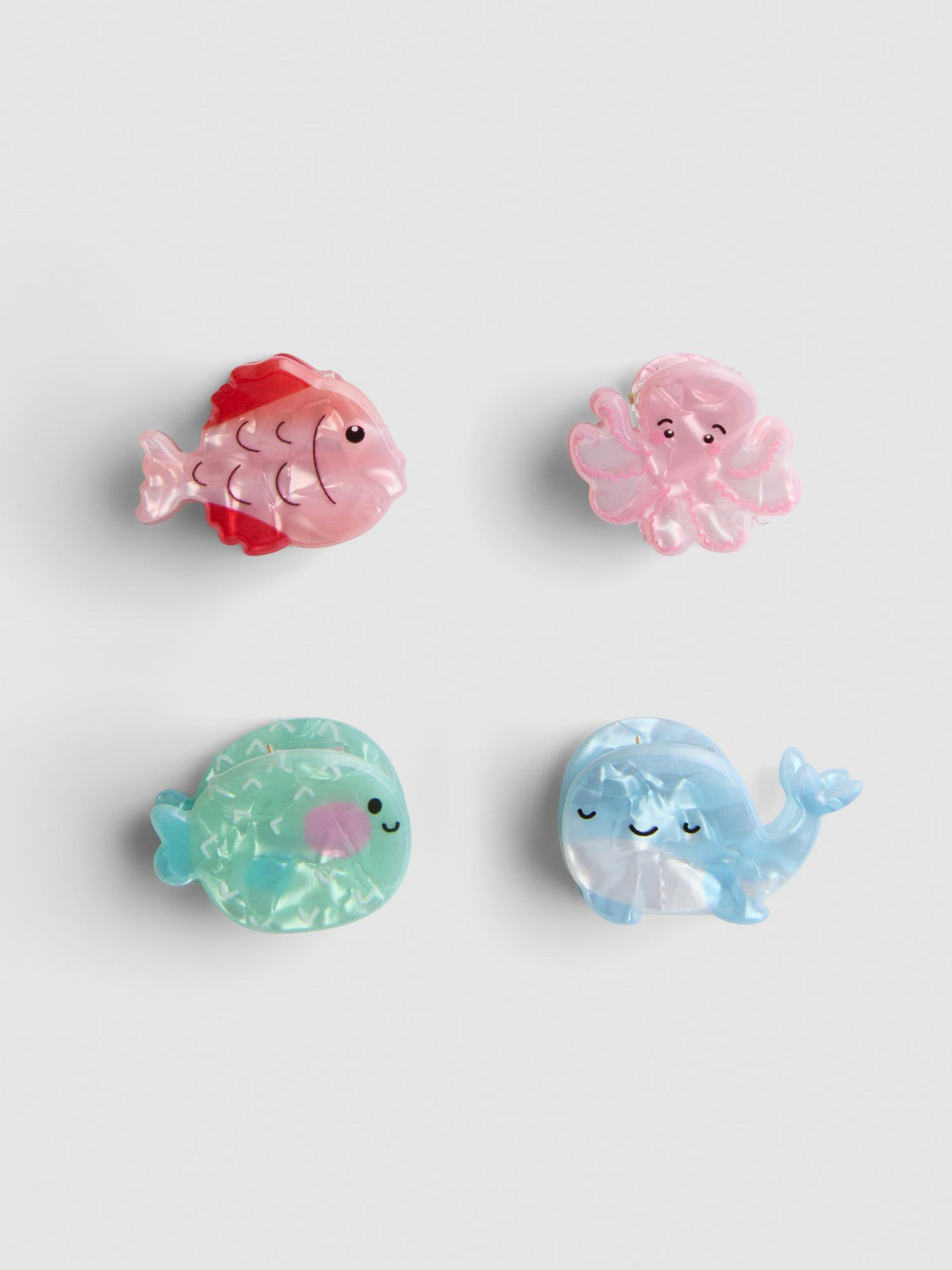 4pk Sea Creature Hair Clips - Multi