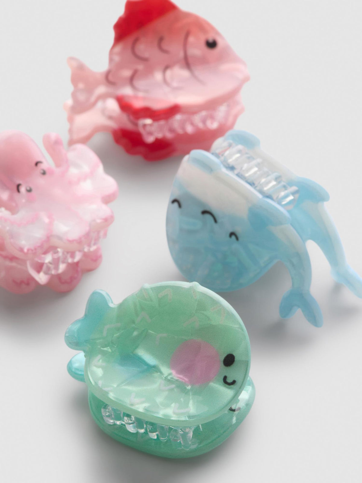 4pk Sea Creature Hair Clips - Multi