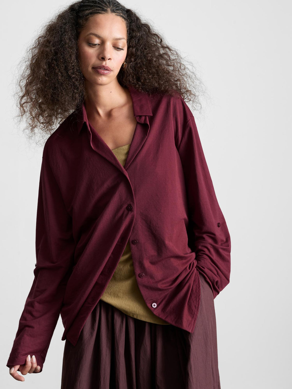 Relaxed Jersey Shirt - Burgundy