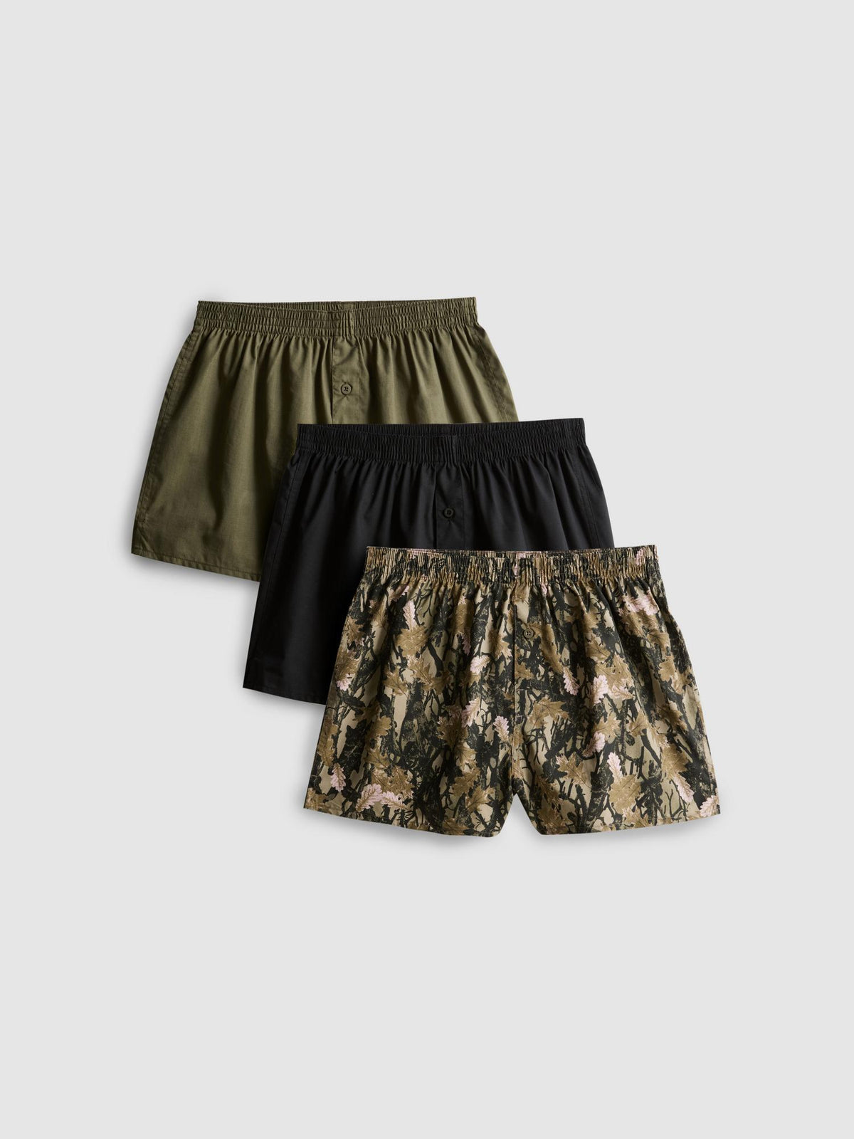 3pk Patterned Boxer Shorts - Khaki