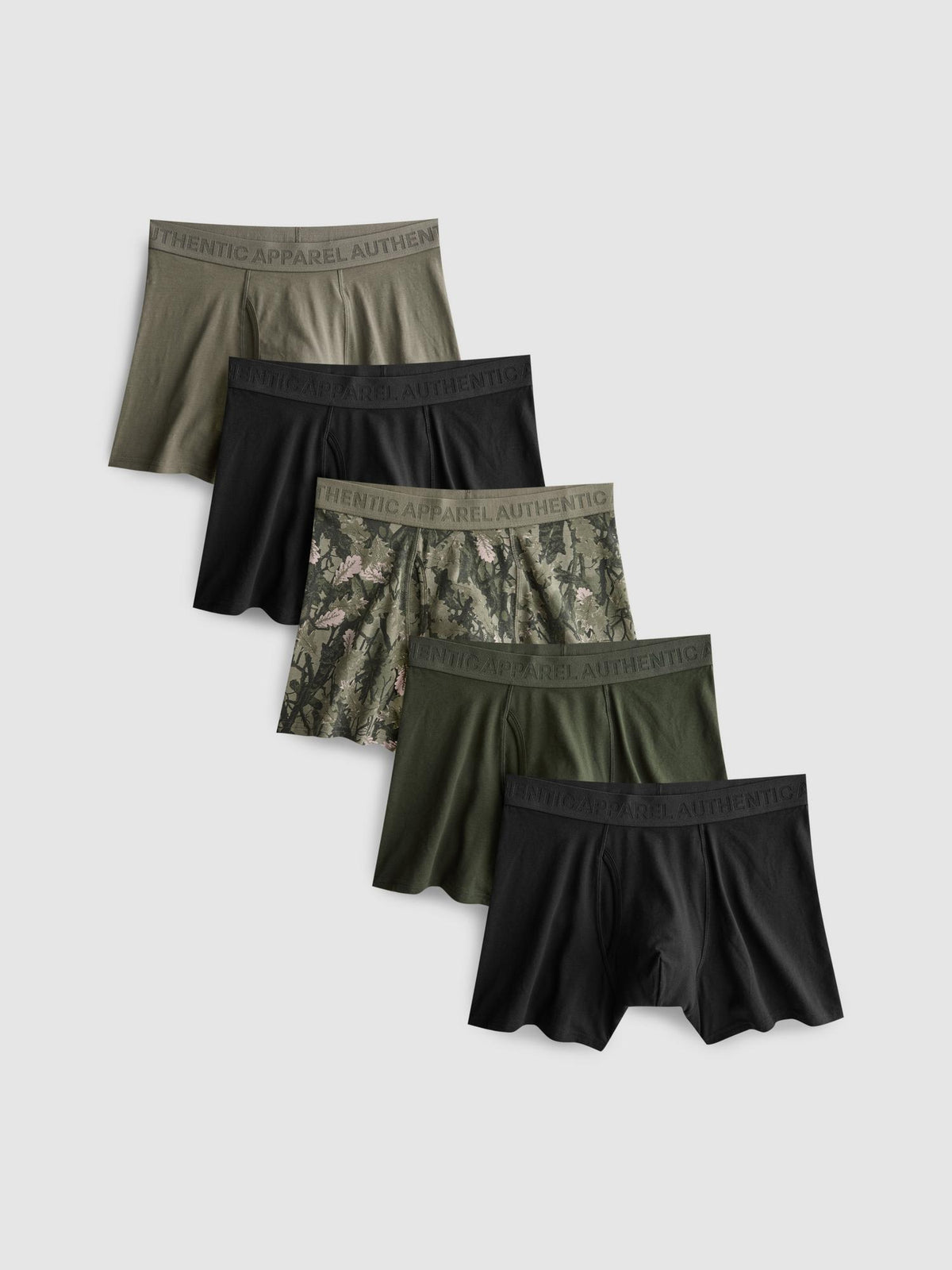5pk Authentic Apparel Cotton Stretch Trunks - Green