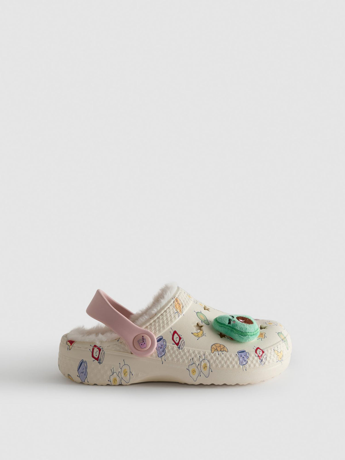 Breakfast Charm Lined Clogs - Ecru