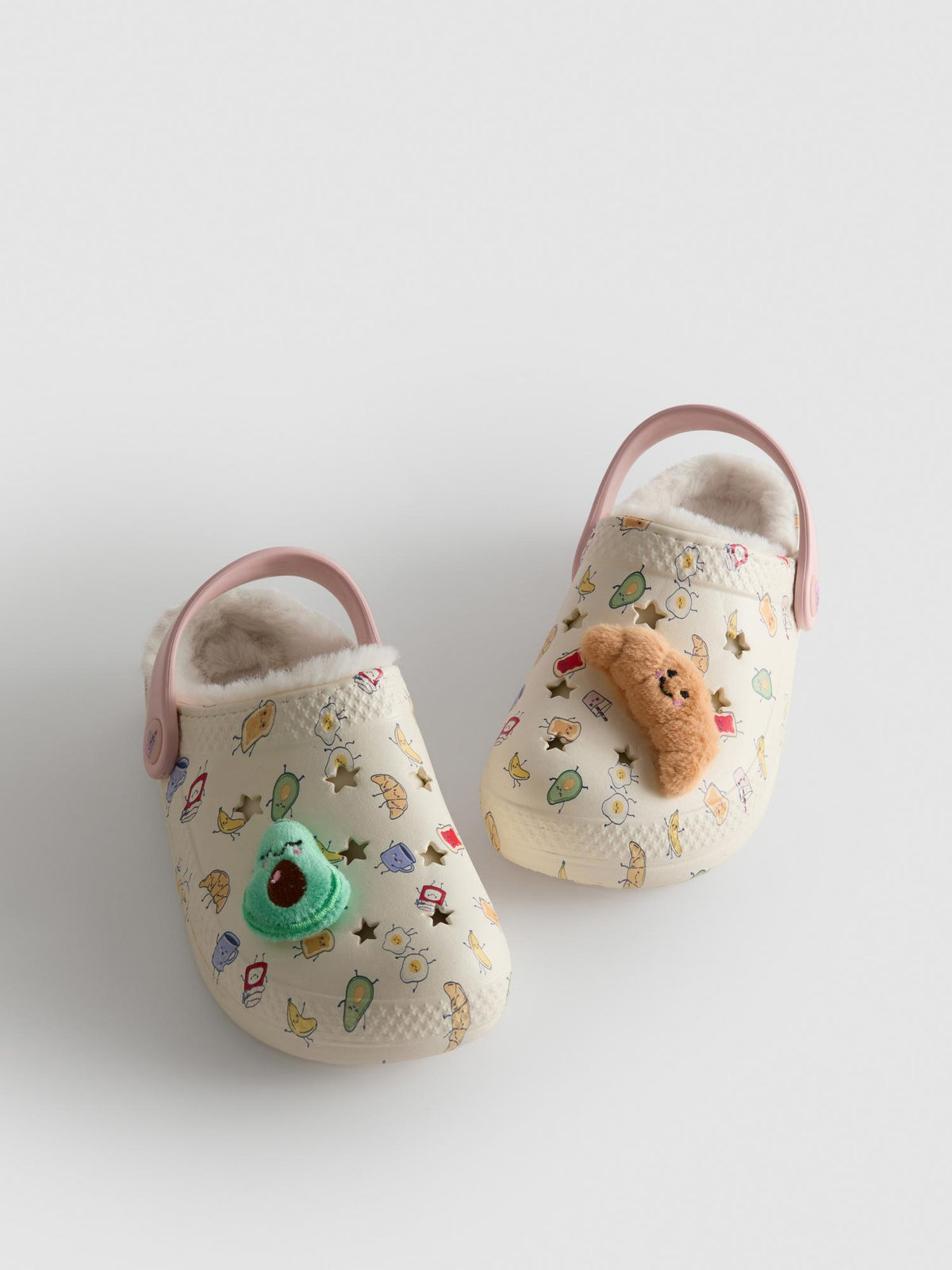 Breakfast Charm Lined Clogs - Ecru
