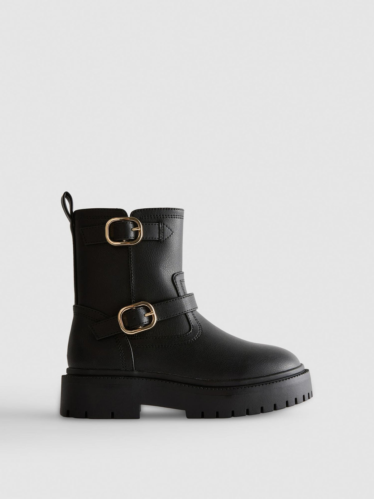 Buckle Detail Ankle Boots - Black