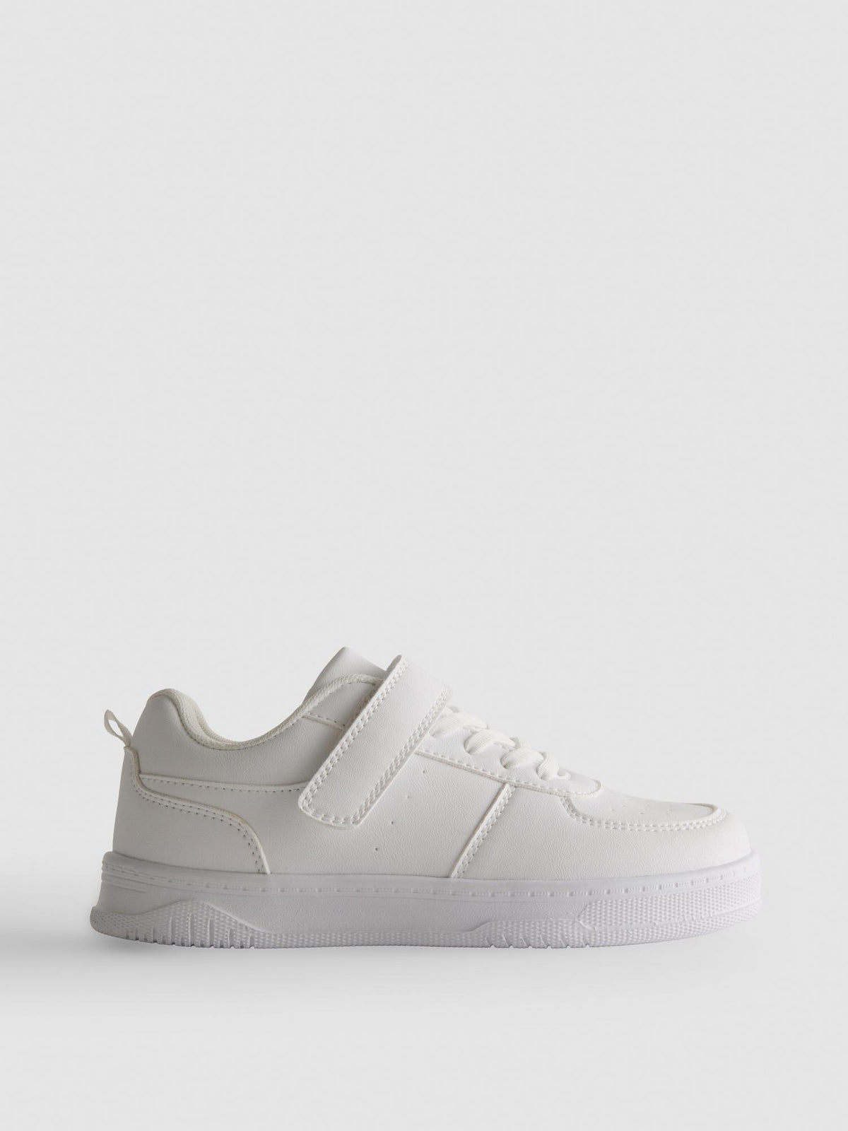 Faux Leather Low-Top Trainers - White
