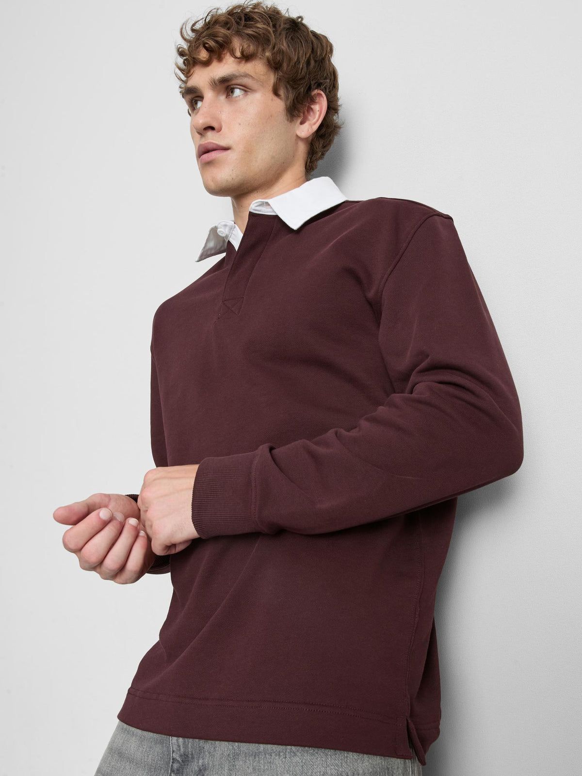Cotton Rich Rugby Polo Shirt - Burgundy