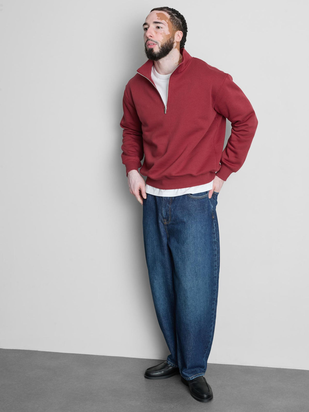 Half-Zip Sweatshirt - Dark Red