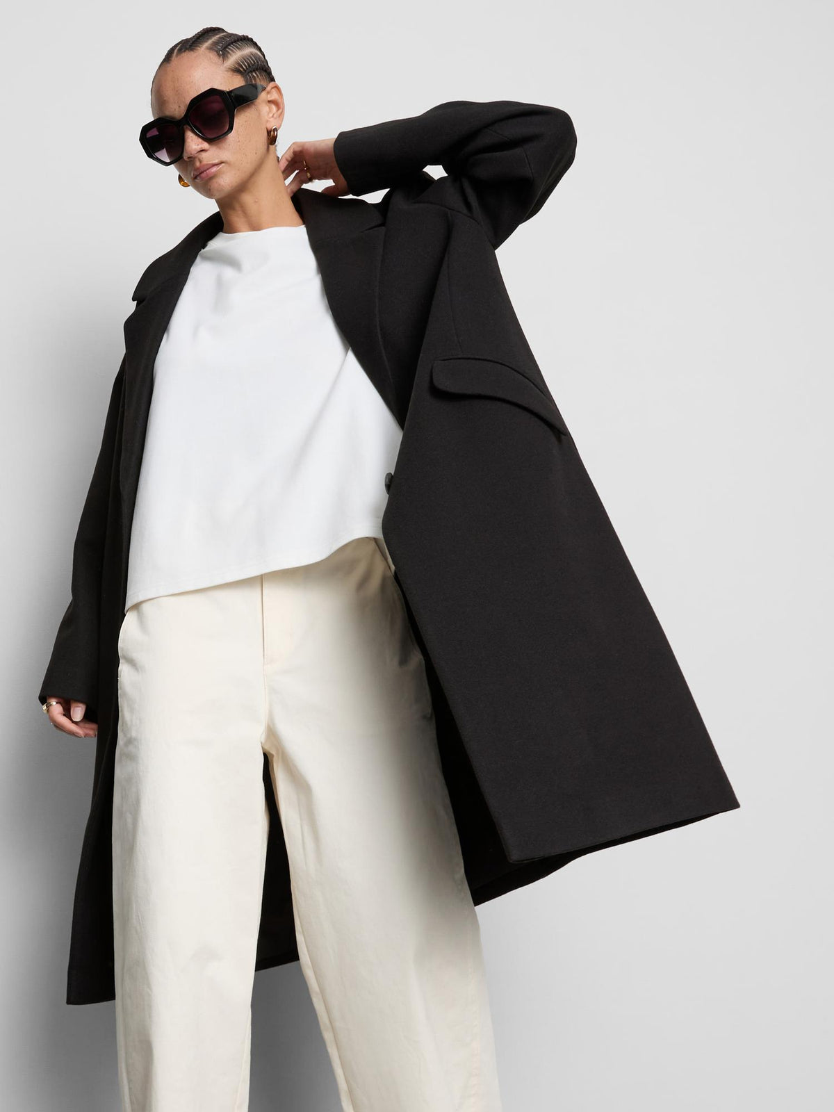 Single Breasted Overcoat - Black