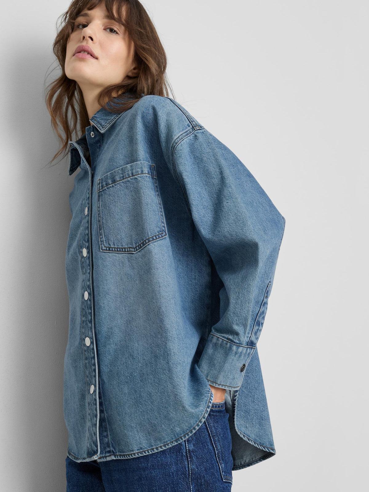 Relaxed Cotton Denim Shirt - Mid Blue