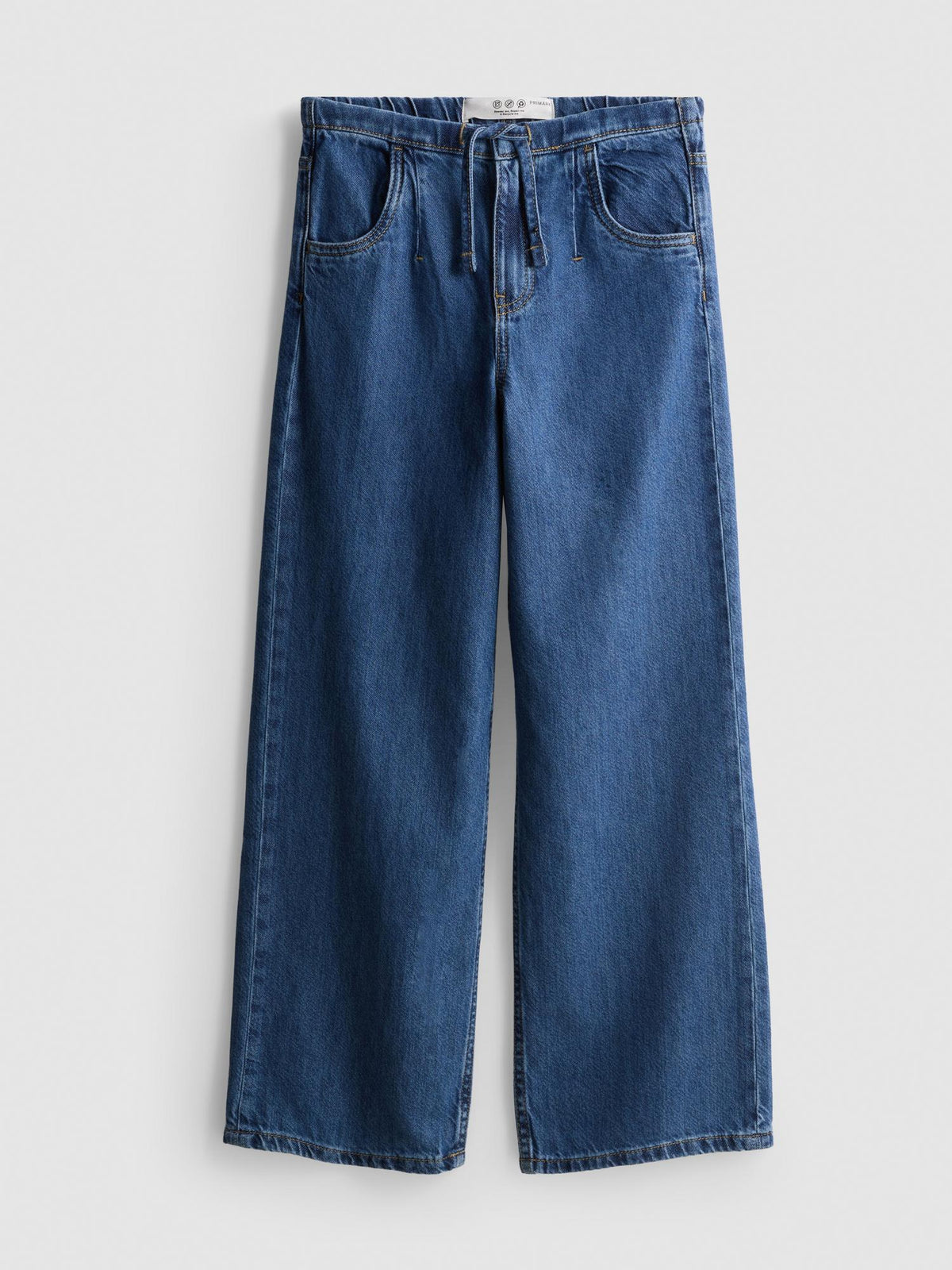 7-15yrs | Pure Cotton Wide Leg Jeans - Mid Blue