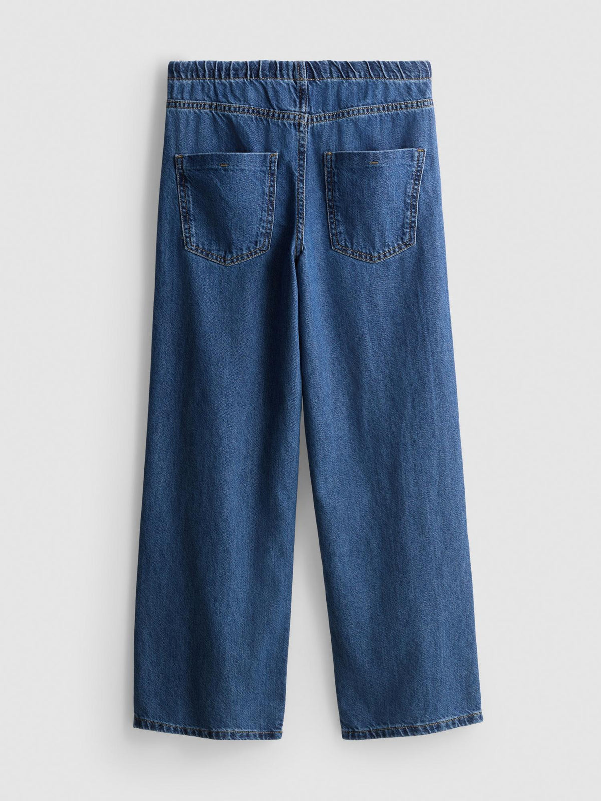 7-15yrs | Pure Cotton Wide Leg Jeans - Mid Blue