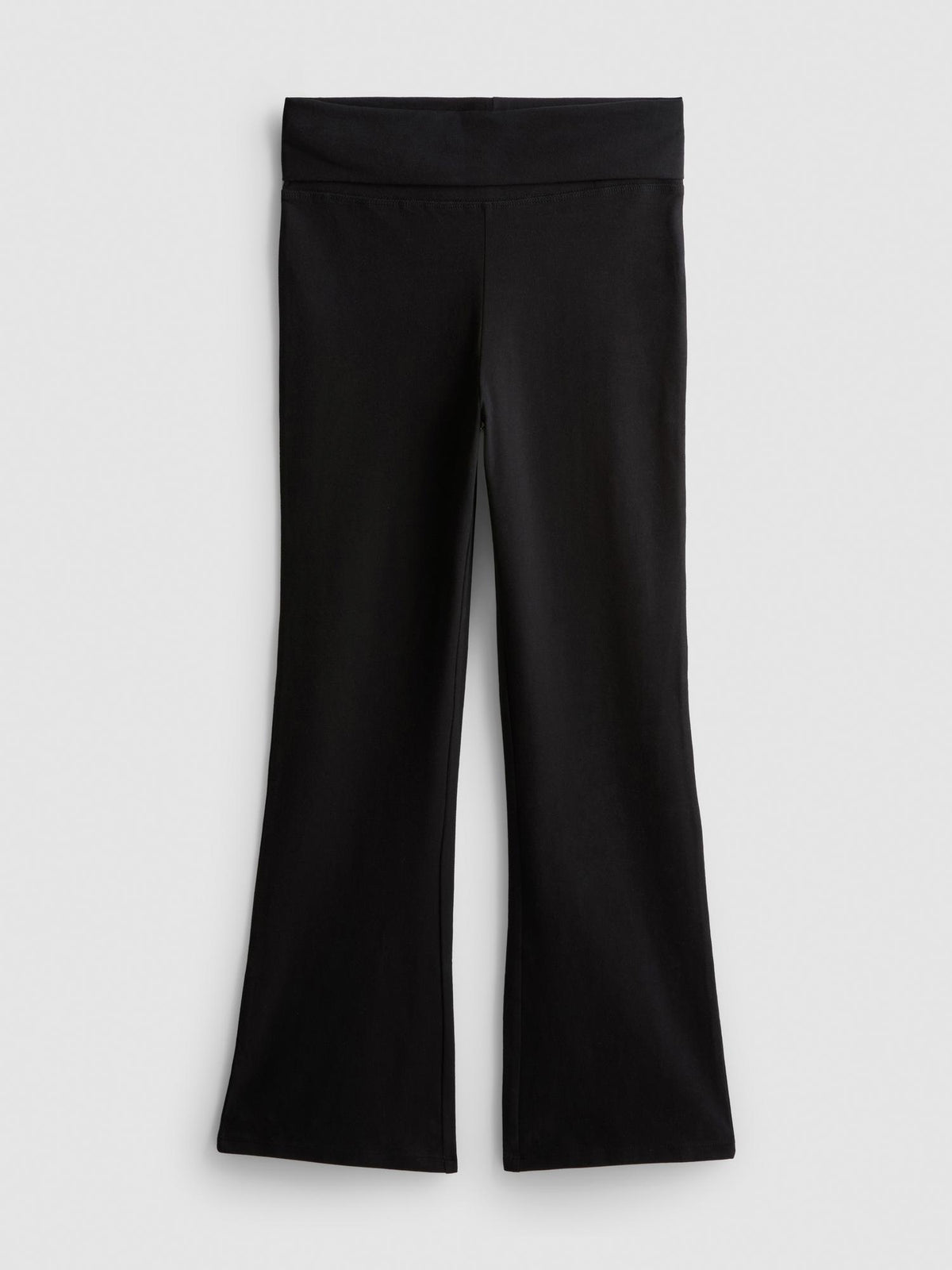 7-15yrs | Cotton Rich Fold Over Waistband Flare Leggings - Black
