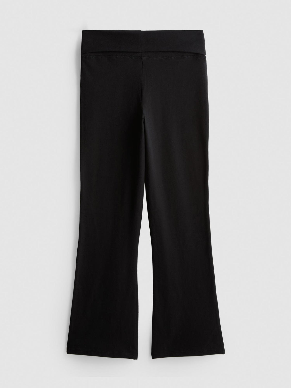 7-15yrs | Cotton Rich Fold Over Waistband Flare Leggings - Black